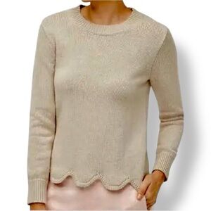J. Crew Scalloped Hem Crew Neck Knit Sweater - Light Beige​​​​​​​